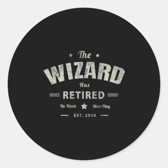 Sticker Rond Papi Magicien Est Retraité 2026 Voyage Mère Maman  (Devant)