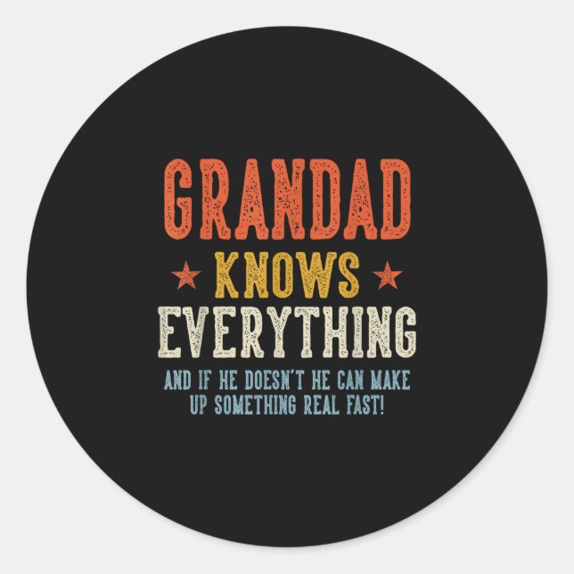 Sticker Rond Papi sait tout fête des pères rétro (Devant)