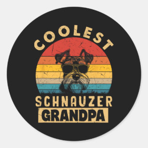 Sticker Rond Papi Schnauzer le plus cool vintage Cadeaux drôles