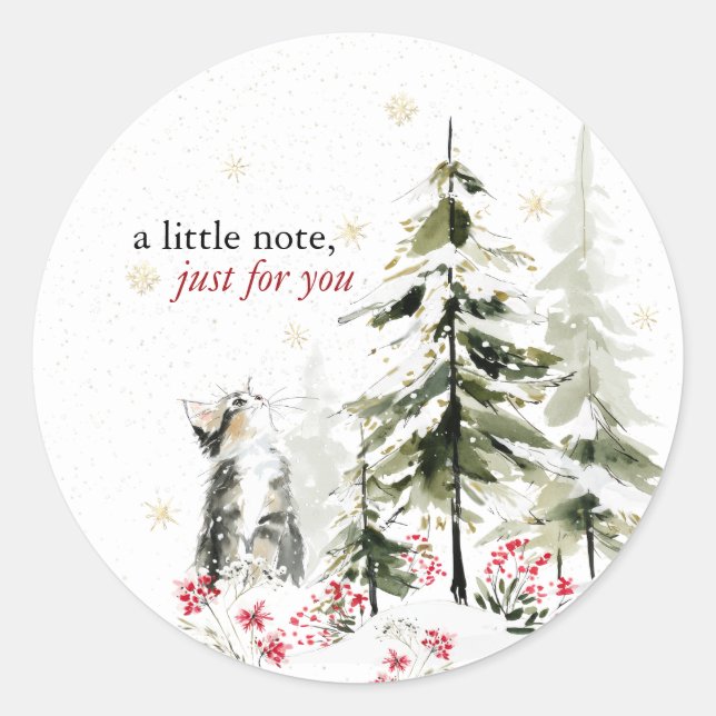Sticker Rond Papier à Lettre Hearthlight Notes Hiver Kitty Pers (Devant)
