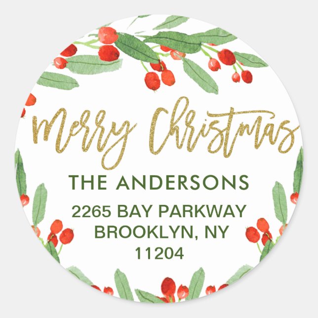 Sticker Rond Papier à lettres de retour de Noël à l'aquarelle b (Devant)