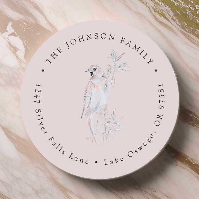 Sticker Rond Papier à lettres Rossignol chanteur aquarelle Adre (Créateur téléchargé)