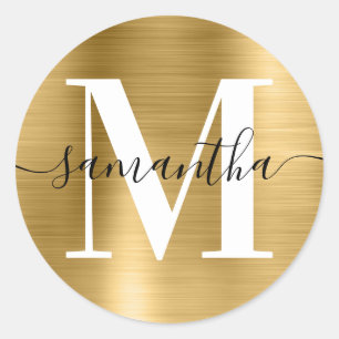 Sticker Rond Papier alu signature monogramme moderne