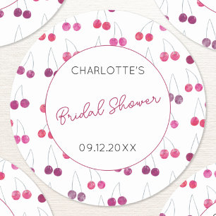 Sticker Rond Papier aquarelle mariage personnalisé Cerise
