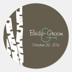 Sticker Rond Papier Arbres à bouleau blanc