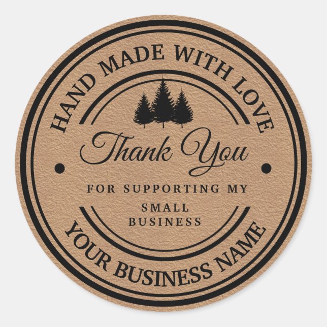 Sticker Rond Papier artisanal de la forêt d'hiver | merci (Devant)