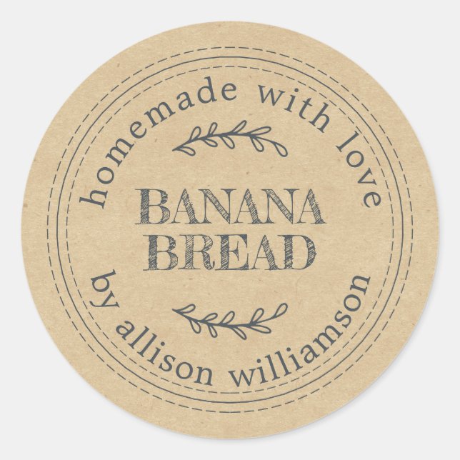 Sticker Rond Papier cadeau de cuisine maison rustique (Devant)