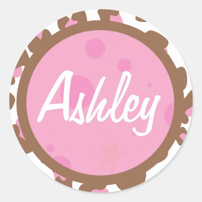 Sticker Rond Papier Cheetah rose (Devant)