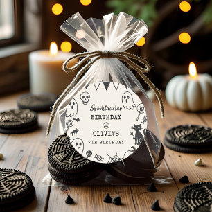 Sticker Rond Papier d'anniversaire Halloween personnalisé