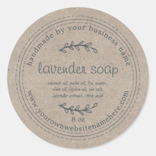 Sticker Rond Papier de savon de lavande de lavande artisanale r