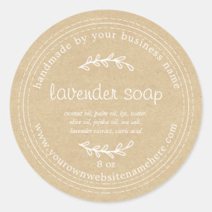 Sticker Rond Papier de savon de lavande de lavande artisanale r