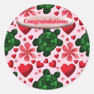 Sticker Rond Papier d'emballage à motif de tortue personnalisé