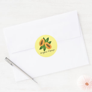 Sticker Rond Papier d'enveloppement de fruits de papaye