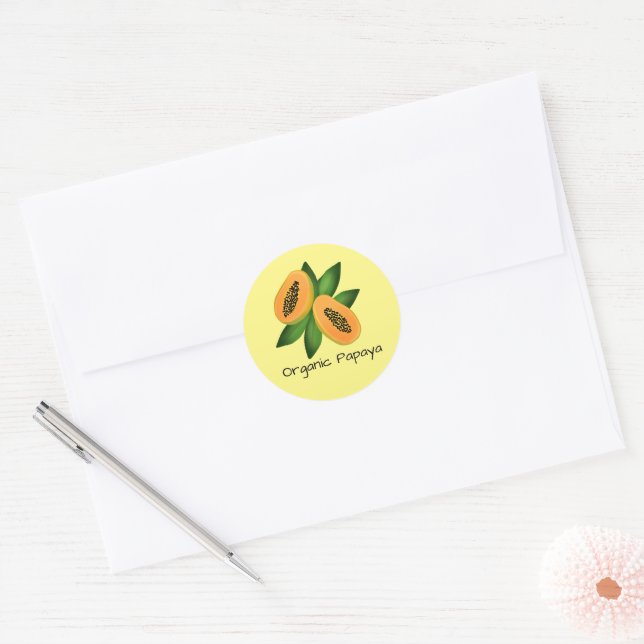 Sticker Rond Papier d'enveloppement de fruits de papaye (Enveloppe)