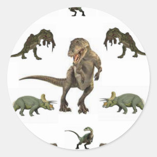Sticker Rond Papier Dinosaure