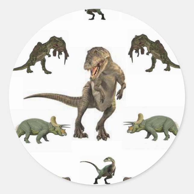 Sticker Rond Papier Dinosaure (Devant)