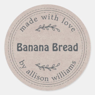 Sticker Rond Papier Kraft à pain de banane fait maison rustique