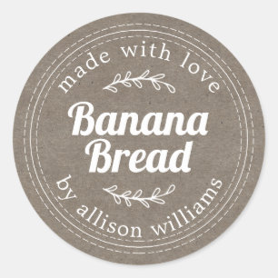 Sticker Rond Papier Kraft à pain de banane fait maison rustique