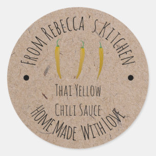 Sticker Rond Papier Kraft fait maison Sauce thaïe au piment j