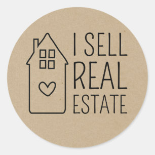 Sticker Rond Papier Kraft Je Vends Immobilier