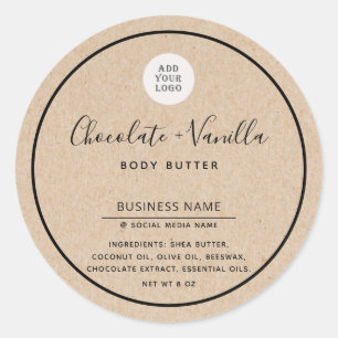 Sticker Rond Papier Kraft look Simple produit de typographie mo