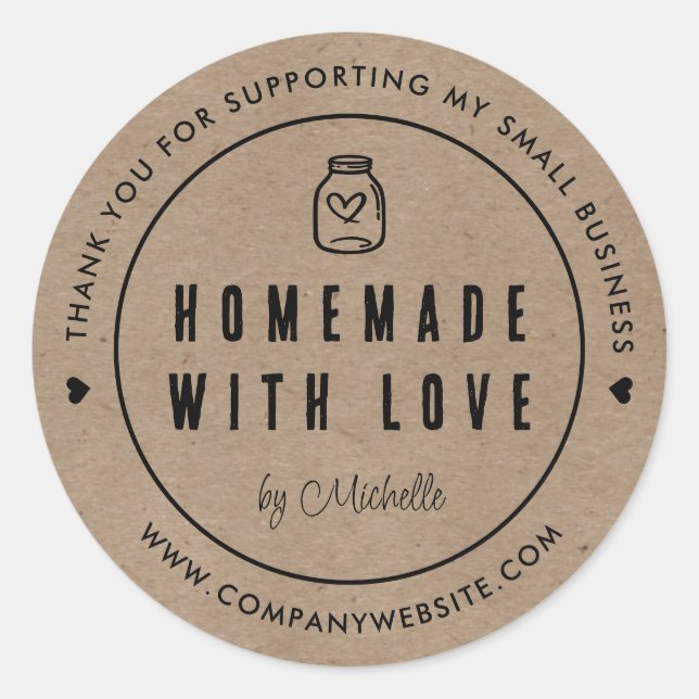 Sticker Rond Papier Kraft Merci d'entreprise fait maison (Devant)