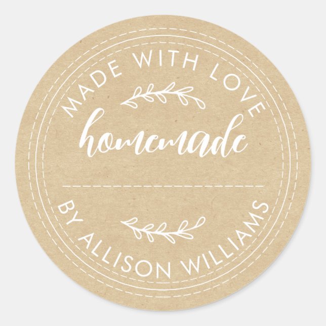 Sticker Rond Papier Kraft pour conserves de confiture ou de pât (Devant)