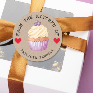 Sticker Rond Papier Kraft Rustique De La Cuisine De Cupcakes