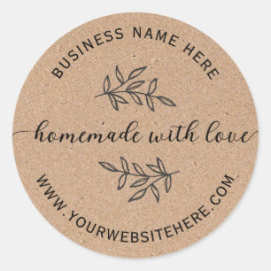 Sticker Rond Papier Kraft simple fait maison avec amour