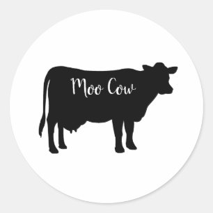Sticker Rond Papier Moo Cow Barnyard Party