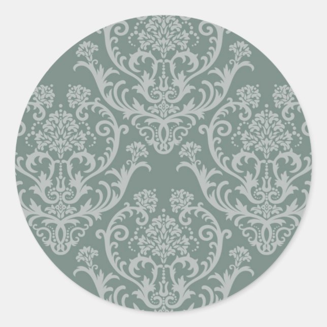 Sticker Rond Papier peint à fleurs vertes (Devant)