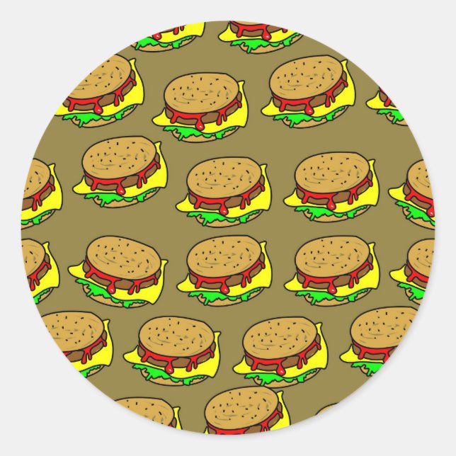 Sticker Rond Papier peint Burger (Devant)