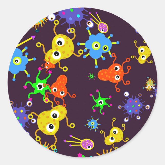 Sticker Rond Papier peint de bactéries (Devant)