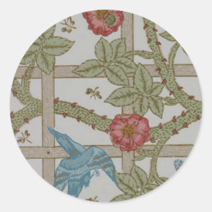 Sticker Rond Papier peint en treillis de William Morris