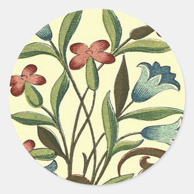 Sticker Rond Papier peint floral Art Nouveau Joli (Devant)