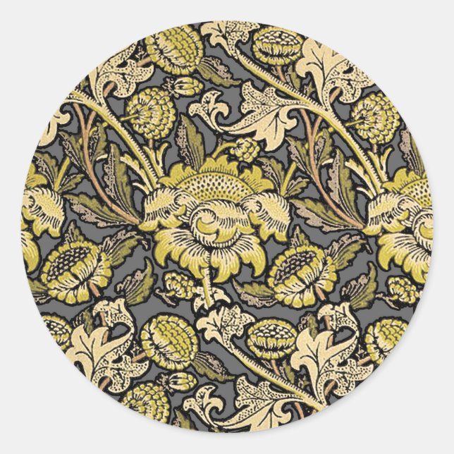 Sticker Rond Papier peint floral Arts Crafts de William Morris  (Devant)