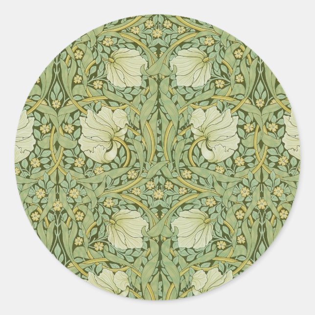 Sticker Rond Papier peint floral bleu Pimpernel de William Morr (Devant)