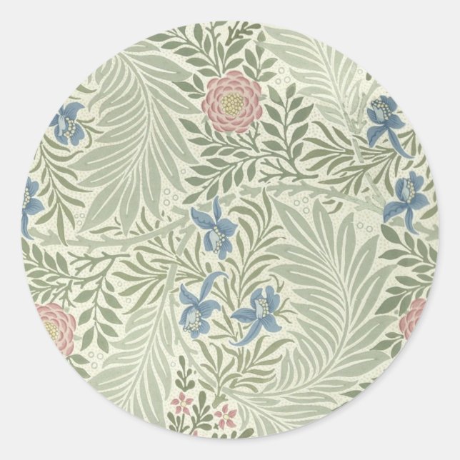 Sticker Rond Papier peint floral de Larkspur de William Morris (Devant)