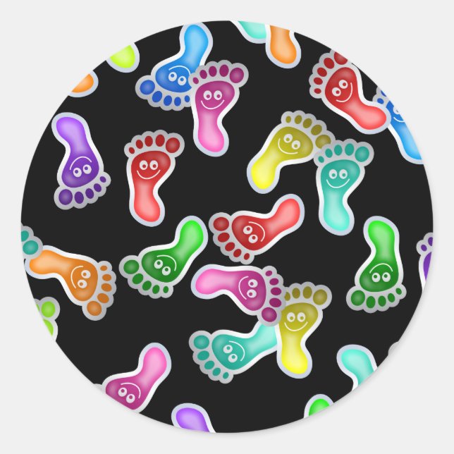 Sticker Rond Papier peint Happy Feet (Devant)