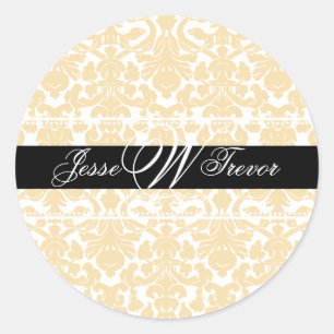 Sticker Rond Papier peint monogramme flore PixDezines, couleur 