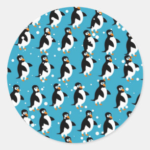 Sticker Rond Papier peint Penguin