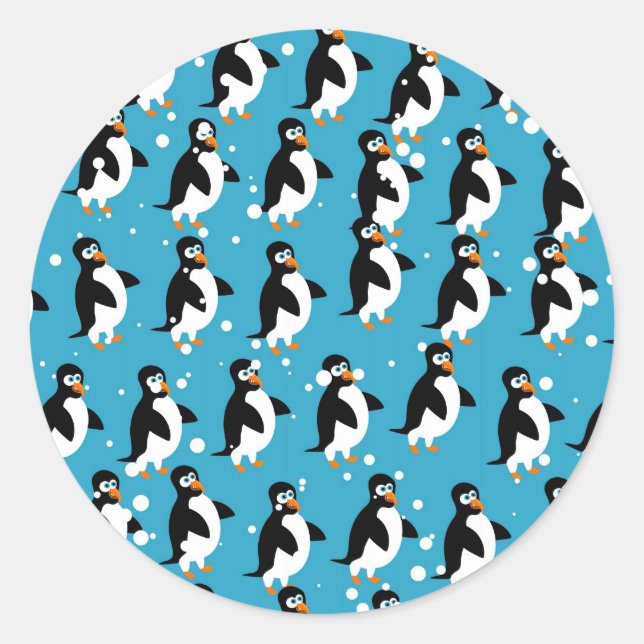 Sticker Rond Papier peint Penguin (Devant)