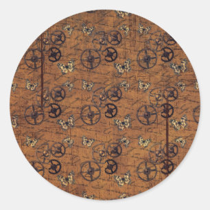 Sticker Rond Papier peint pour engrenages à vapeur vintage