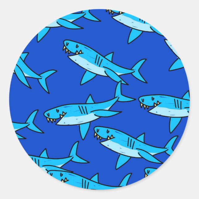 Sticker Rond Papier peint requin (Devant)