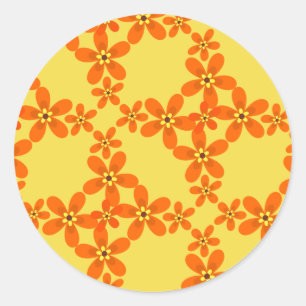 Sticker Rond papier peint rétro orange 1970