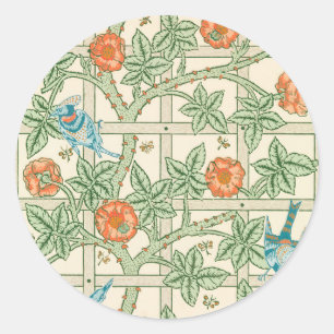 Sticker Rond Papier peint victorien en treillis de William Morr