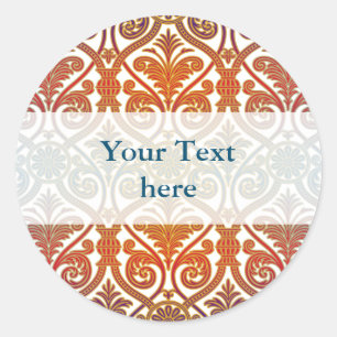 Sticker Rond Papier peint vintage de découpe de damassé - rouge
