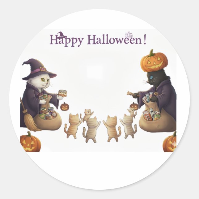 Sticker Rond Papier&pukku joyeux Halloween ! (Devant)