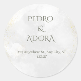 Sticker Rond Papier Rond Adresse de Retour avec Aquarelle Grise