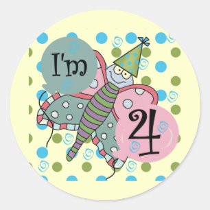 Sticker Rond Papillon 4e anniversaire Tshirts et cadeaux
